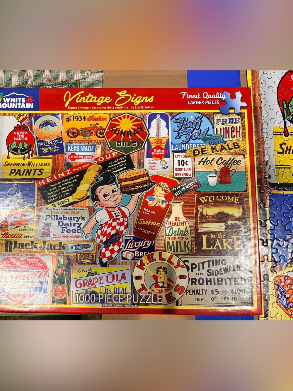 White Mountain Vintage Signs 1000-Piece Jigsaw Puzzle - Colorful Retro Artwork